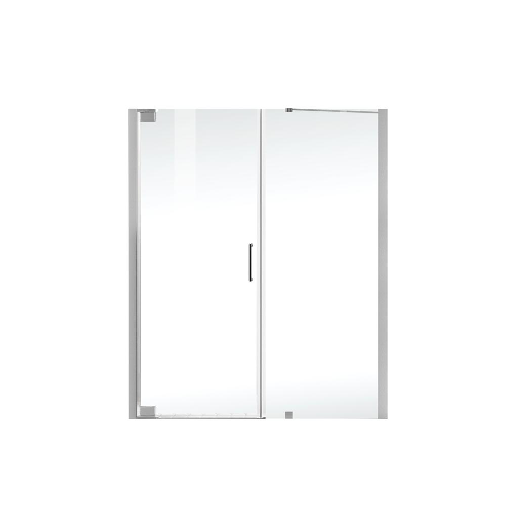 Semi-Frameless Hinged Shower Door 60 X 72 Brushed Nickel. Picture 10