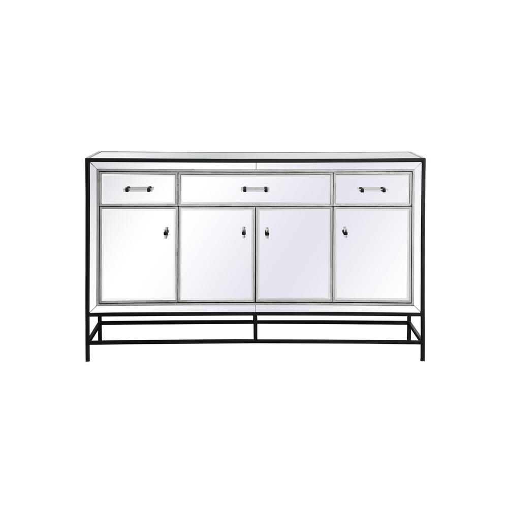 James 60 In. Mirrored Credenza In Black. Picture 1