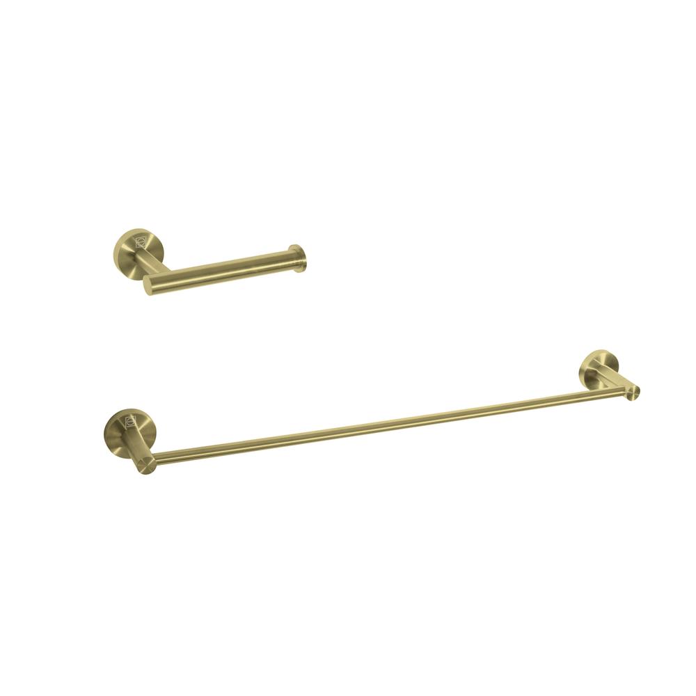 Alma 2-Piece Bathroom Hardware Set In Brushed Gold. Picture 1