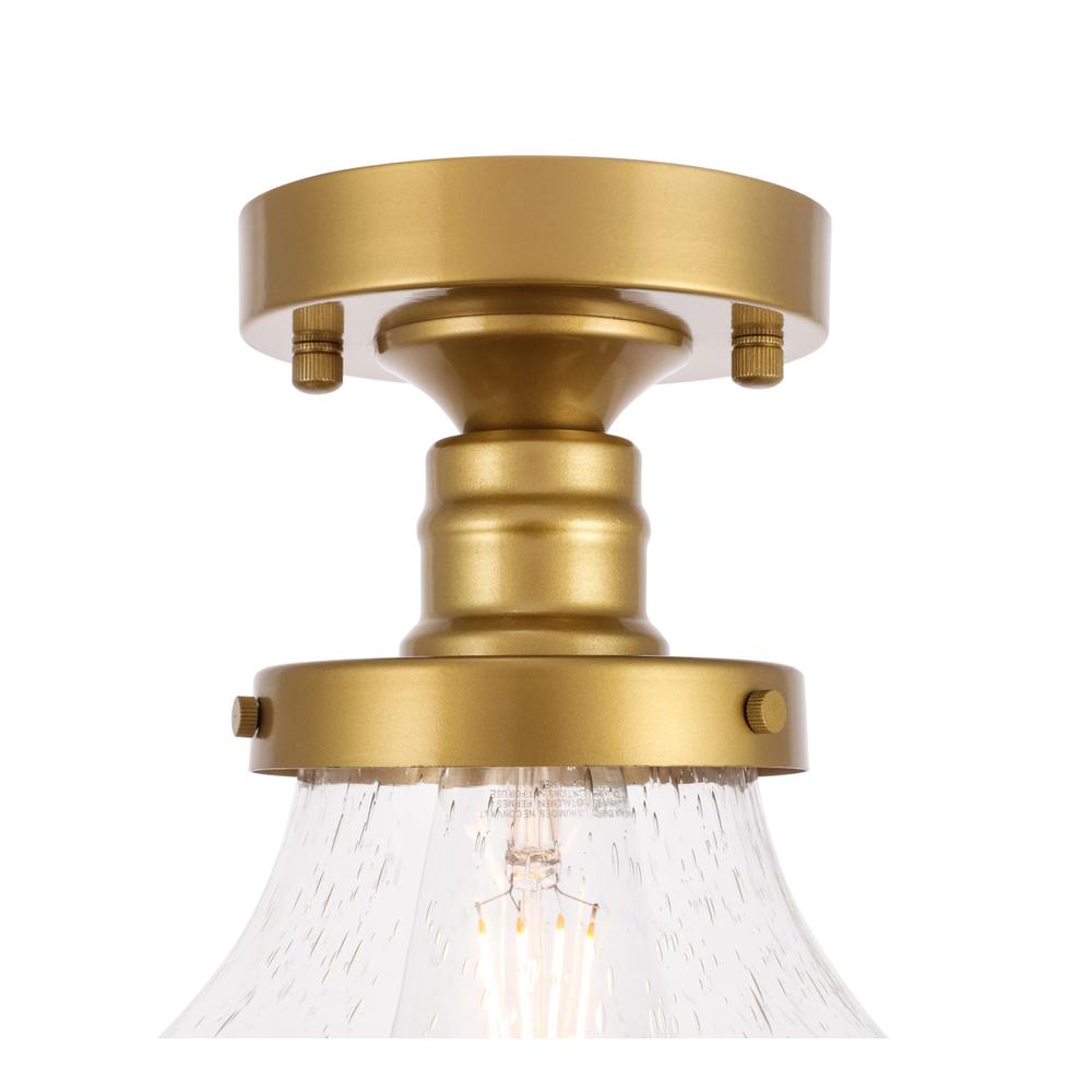 Lyle 1 Light Brass And Clear Seeded Glass Flush Mount. Picture 8