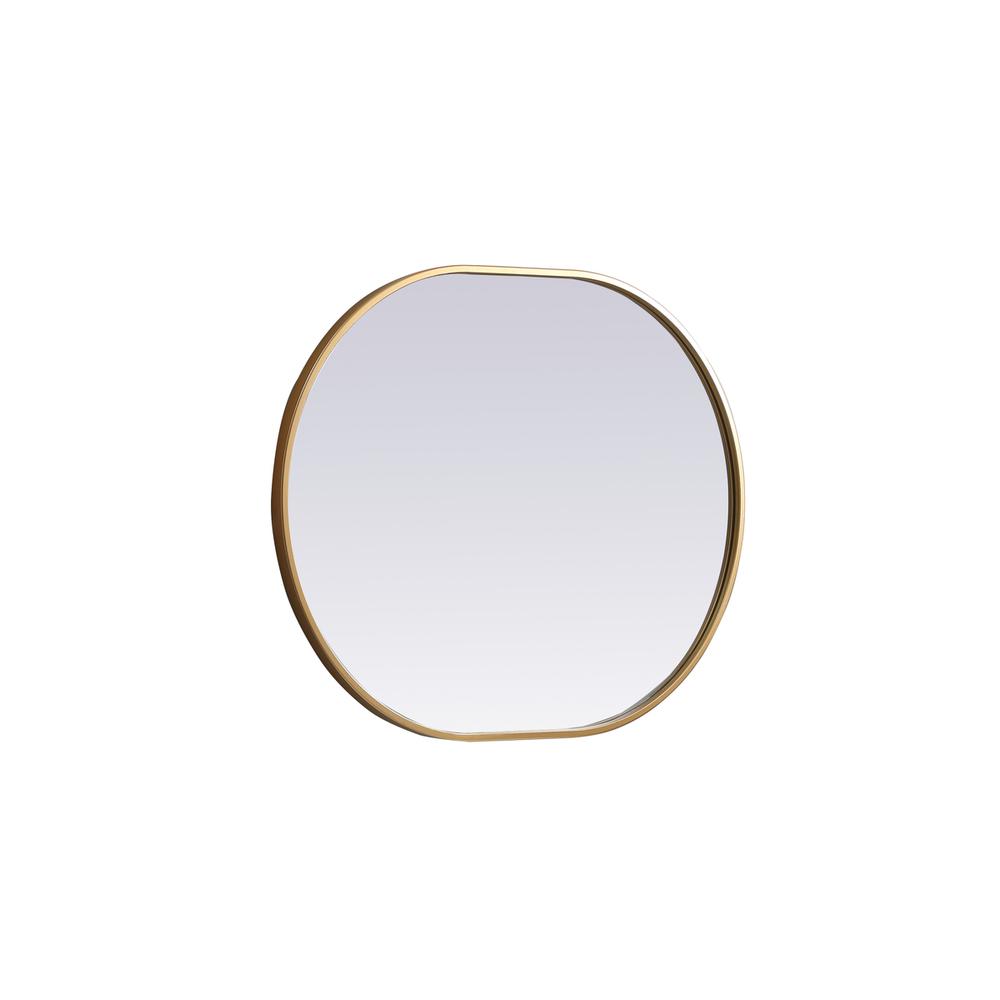 Metal Frame Oval Mirror 24X30 Inch In Brass. Picture 9