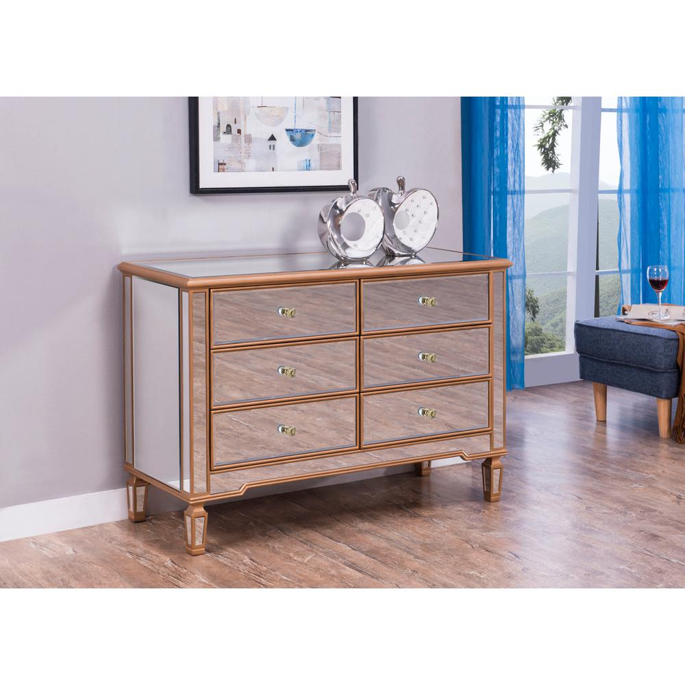 6 Drawer Dresser 48 In. X 18 In. X 32 In. In Gold Paint. Picture 2