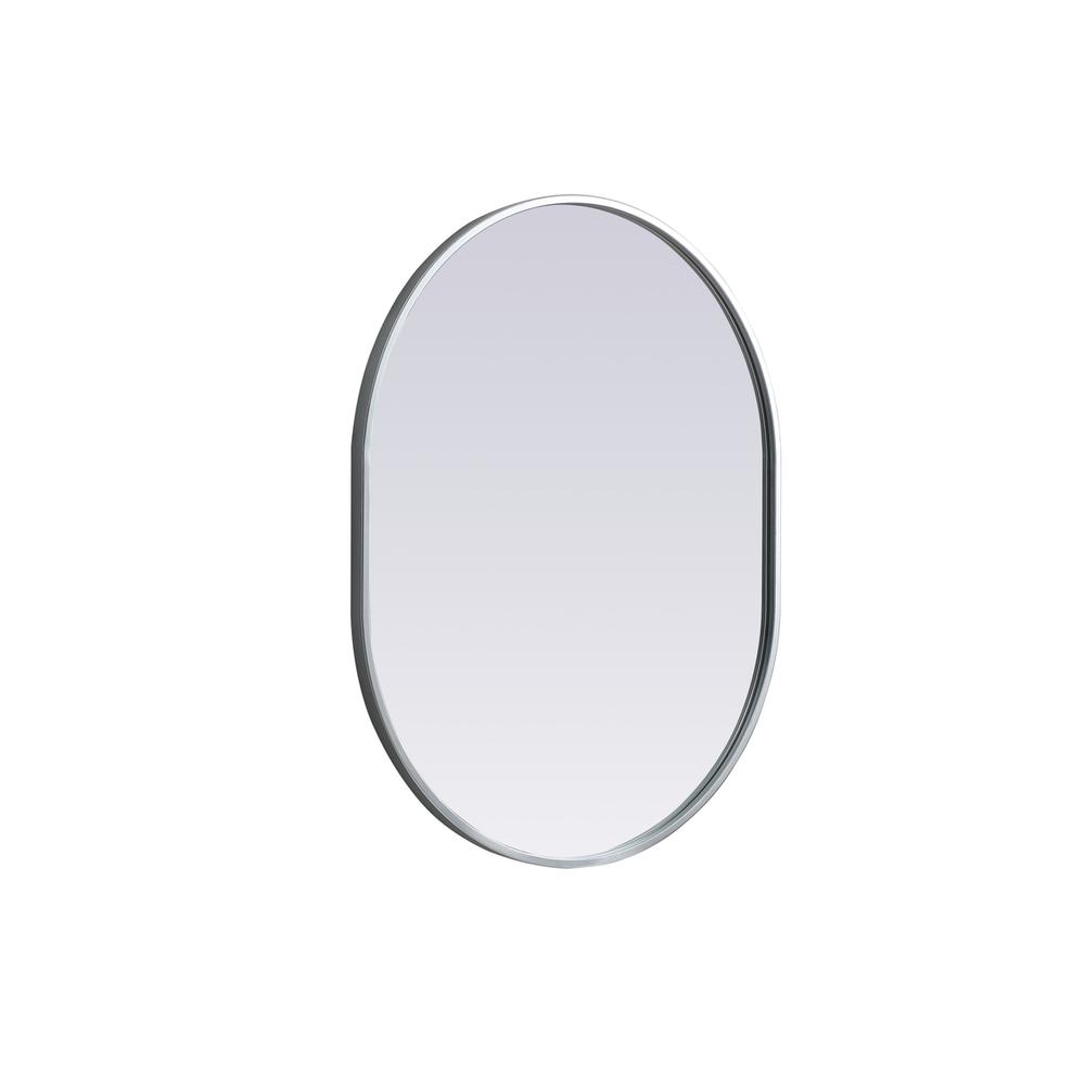 Metal Frame Oval Mirror 24X30 Inch In Silver. Picture 7