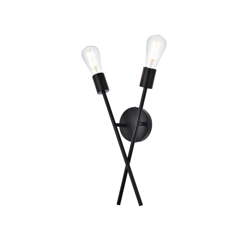 Armin 2 Lights Wall Sconce In Black. Picture 2