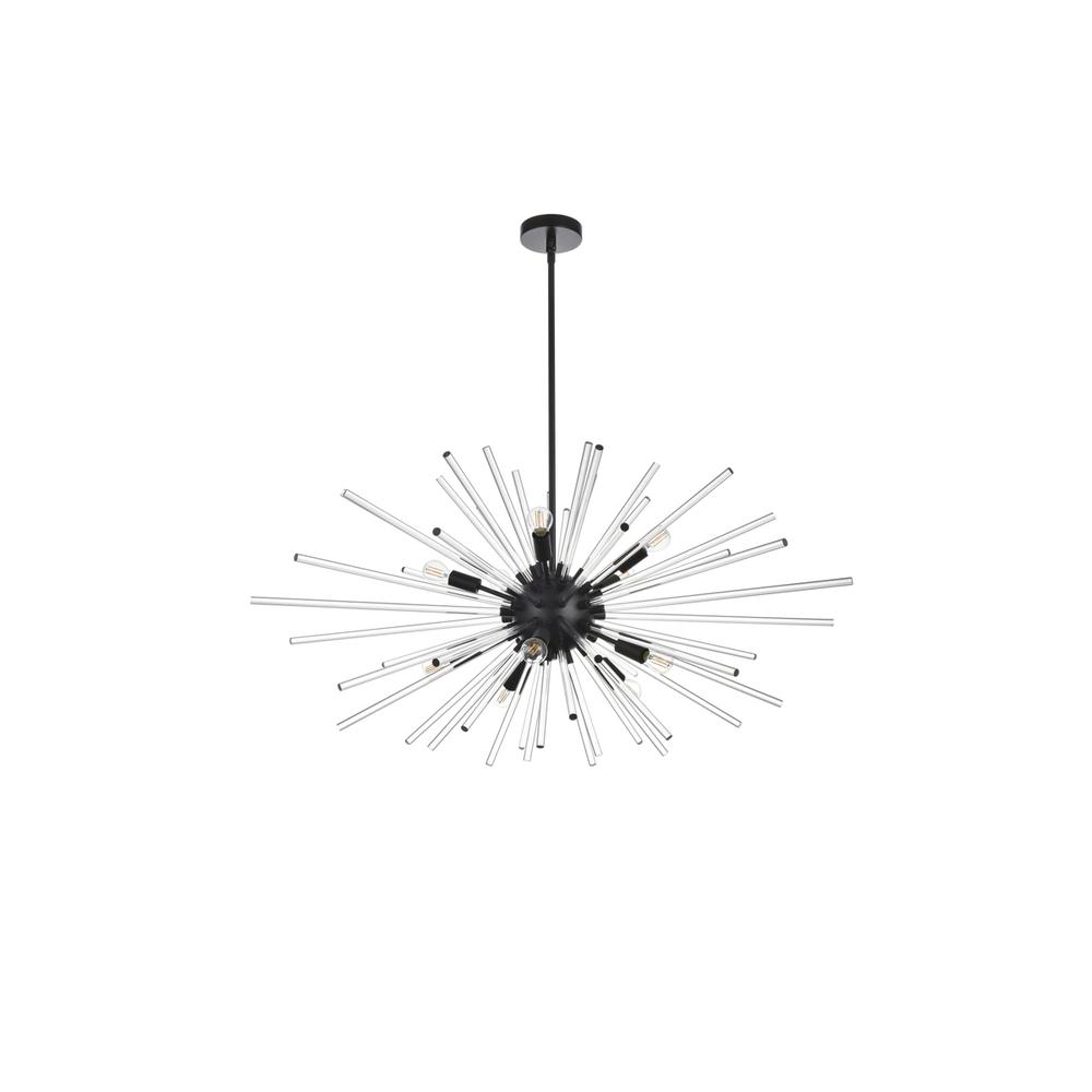 Sienna 46 Inch Crystal Rod Pendant In Black. Picture 6