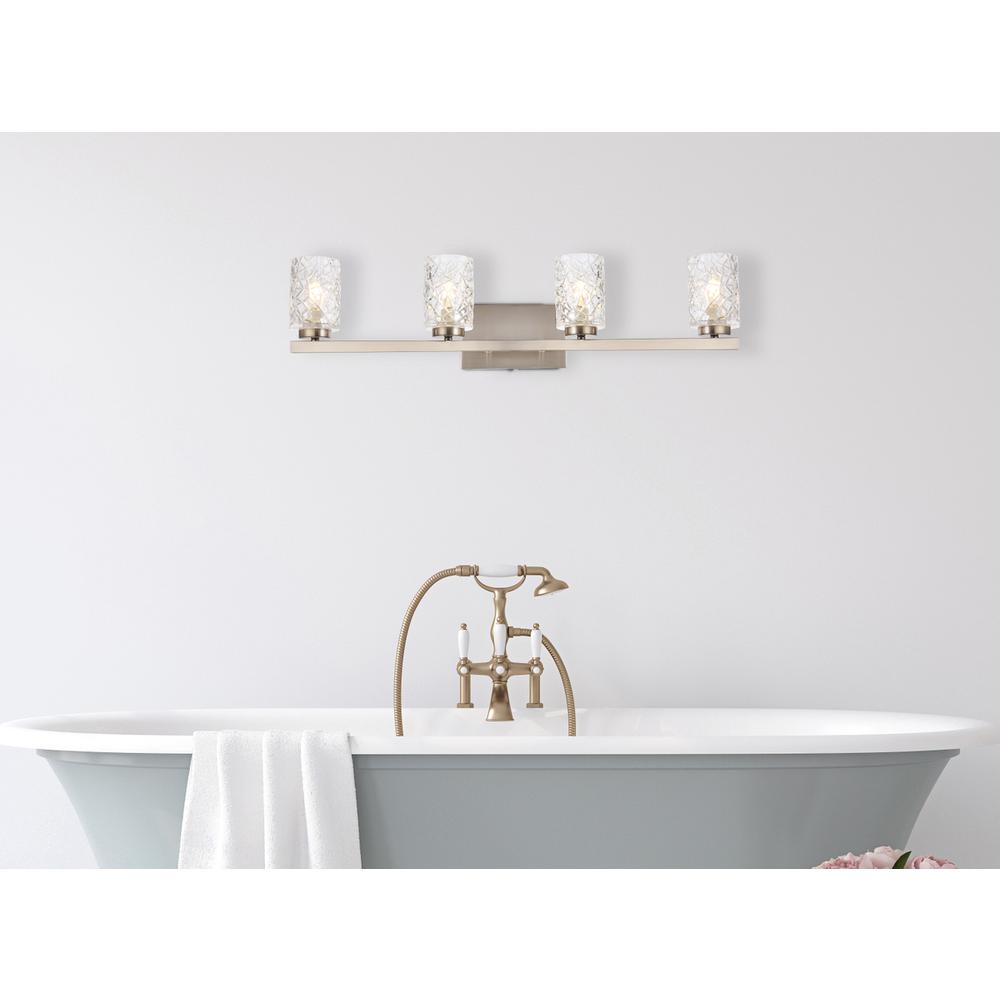Cassie 4 Lights Bath Sconce In Satin Nickel With Clear Shade. Picture 6