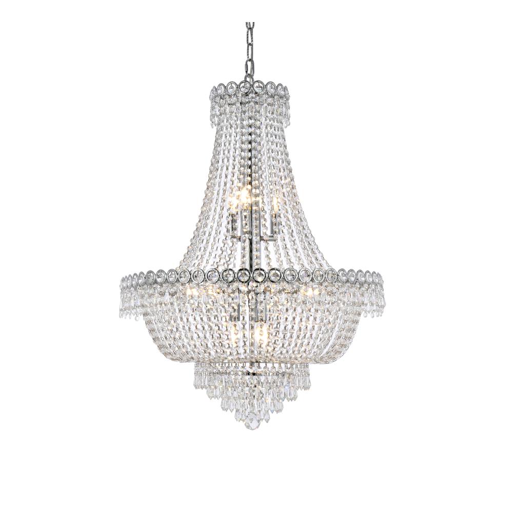 Century 12 Light Chrome Chandelier Clear Royal Cut Crystal. Picture 2