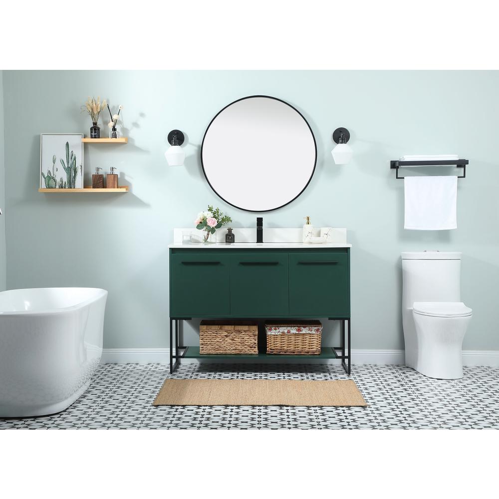 48 Inch Single Bathroom Vanity In Green With Backsplash. Picture 4