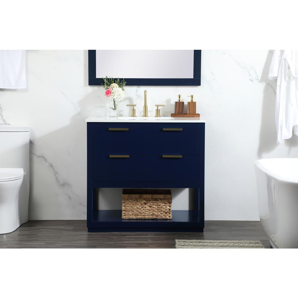 36 Inch Single Bathroom Vanity In Blue. Picture 14