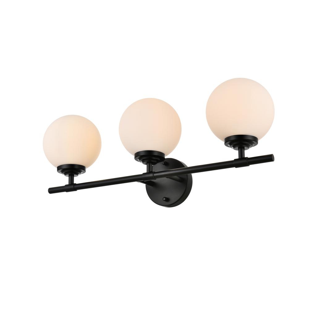 Ansley 3 Light Black And Frosted White Bath Sconce. Picture 2