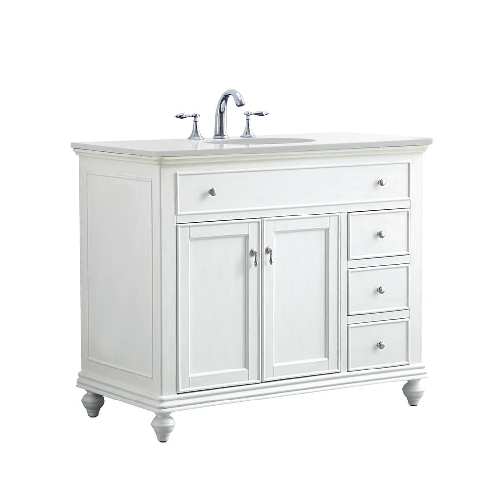 42 Inch Single Bathroom Vanity In Antique White. Picture 10