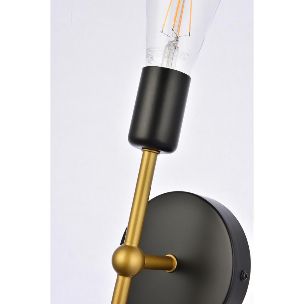 Keely 1 Light Black And Brass Wall Sconce. Picture 4