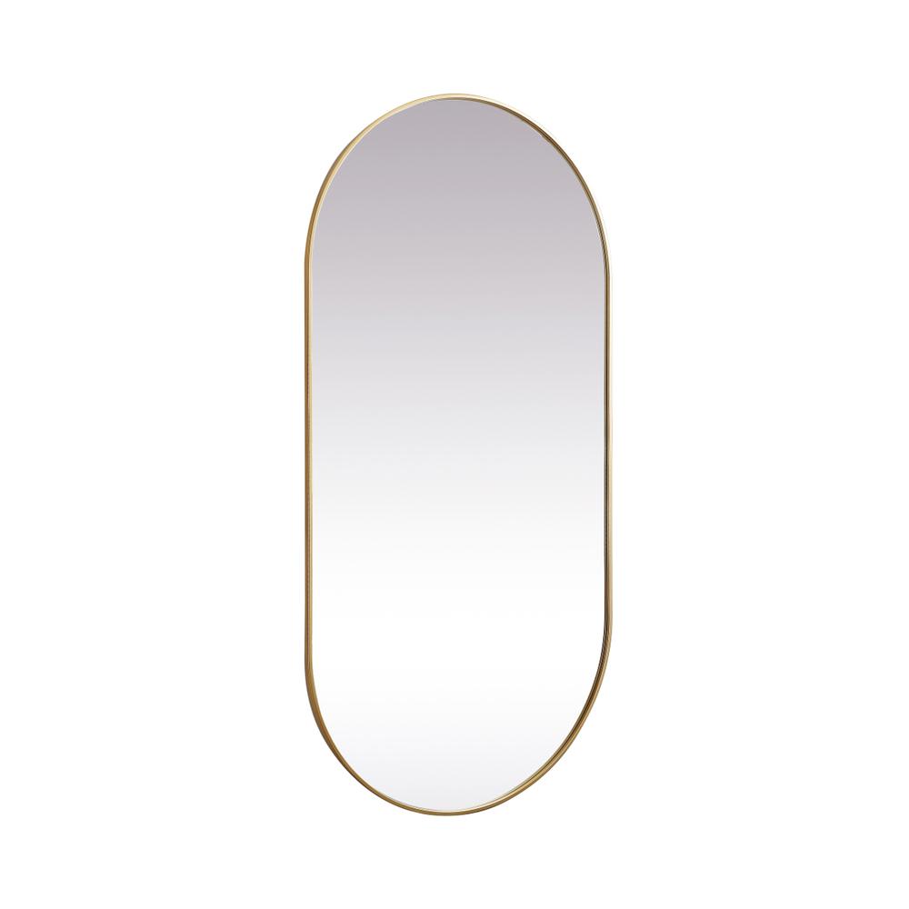Metal Frame Oval Mirror 36X72 Inch In Brass. Picture 7