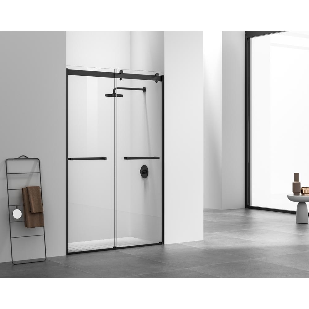 Frameless Shower Door 48 X 76 Matte Black. Picture 2