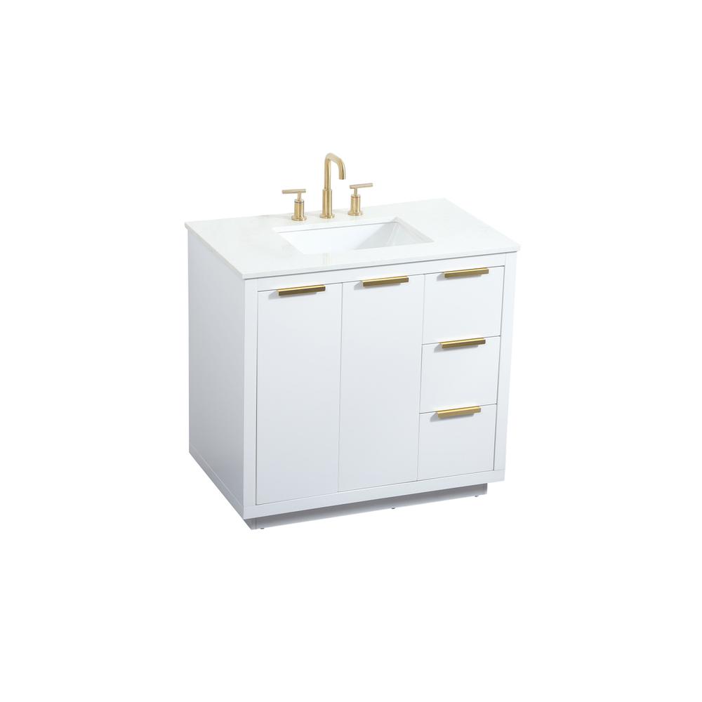 36 Inch Single Bathroom Vanity In White. Picture 8