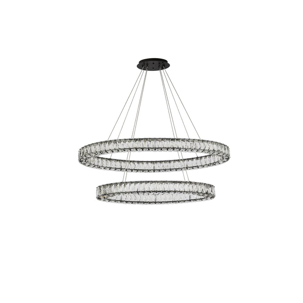Monroe 40 Inch Led Oval Double Ring Pendant In Black. Picture 6