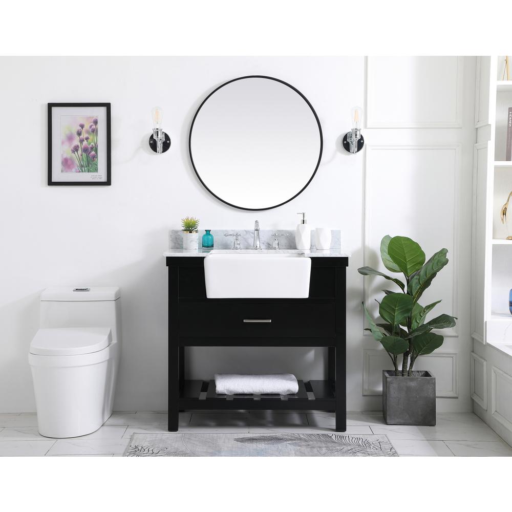 36 Inch Single Bathroom Vanity In Black With Backsplash. Picture 4