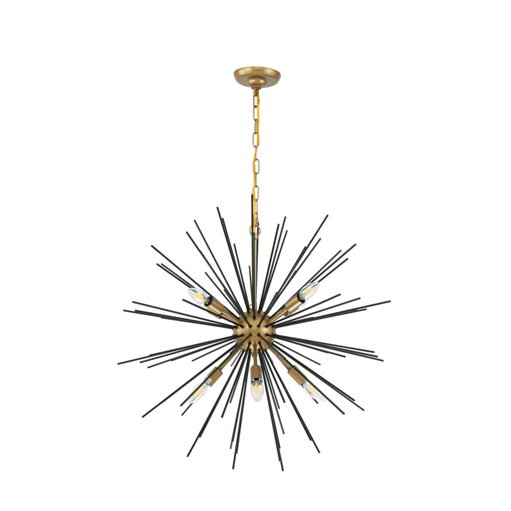 Timber 8 Light Brass And Black Pendant. Picture 6