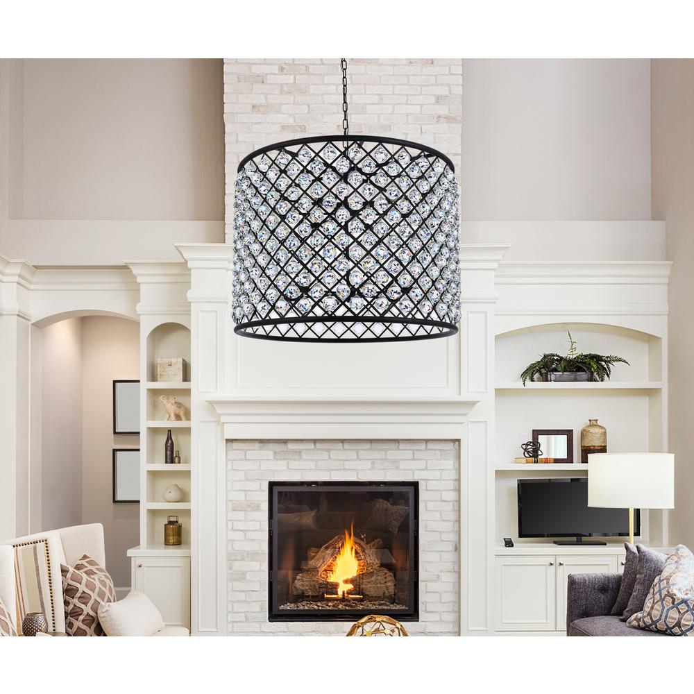 Madison 12 Light Matte Black Chandelier Clear Royal Cut Crystal. Picture 7