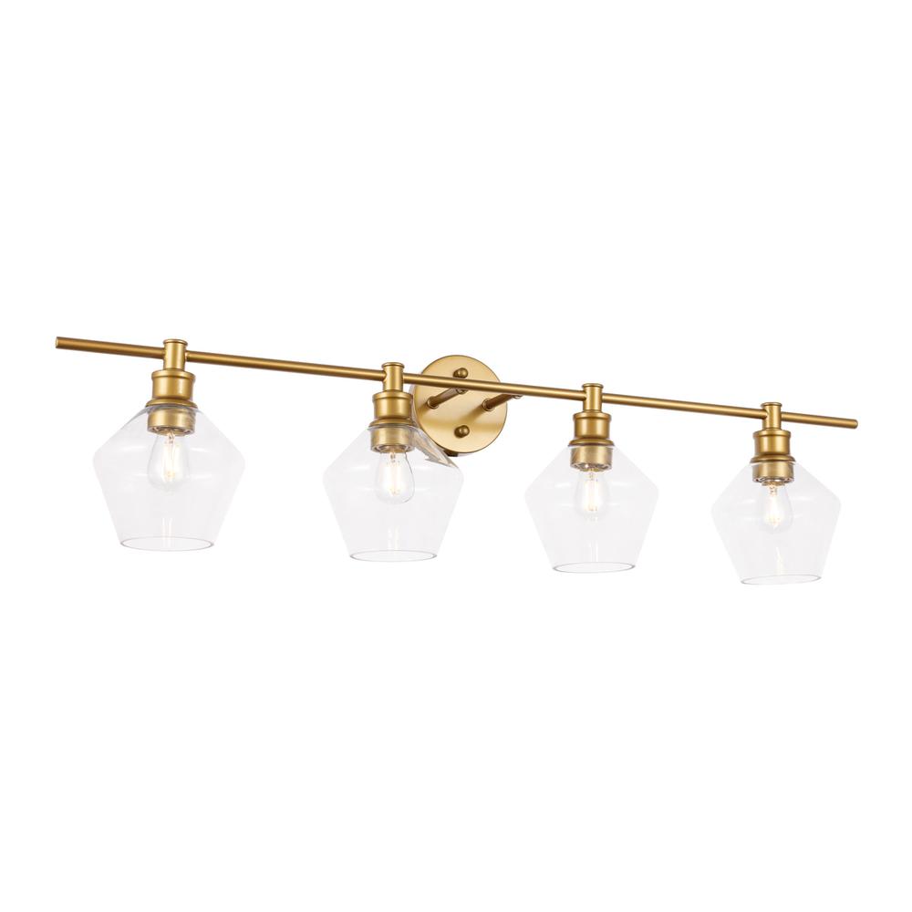 Gene 4 Light Brass And Clear Glass Wall Sconce. Picture 11