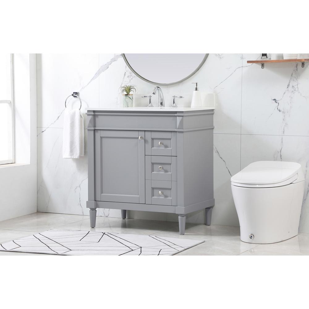 32 Inch Single Bathroom Vanity In Grey With Backsplash. Picture 2