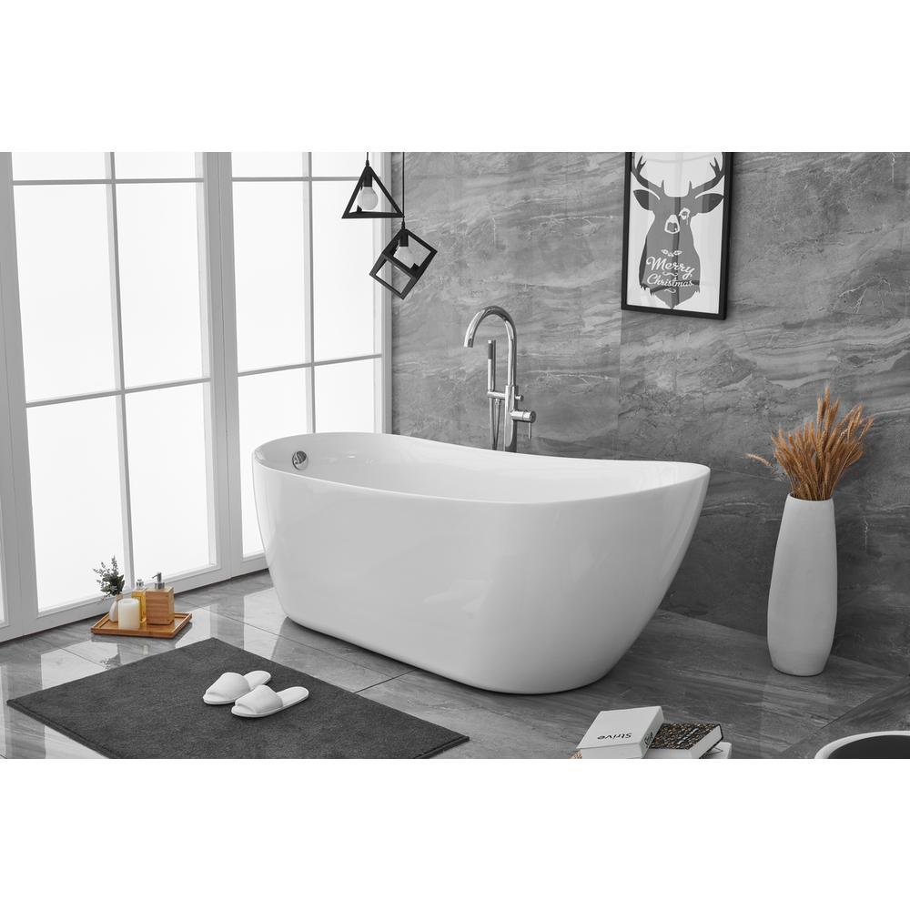 70 Inch Soaking Single Slipper Bathtub In Glossy White. Picture 3