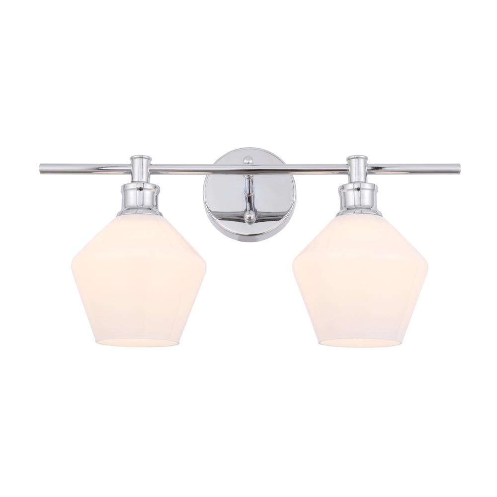 Gene 2 Light Chrome And Frosted White Glass Wall Sconce. Picture 11