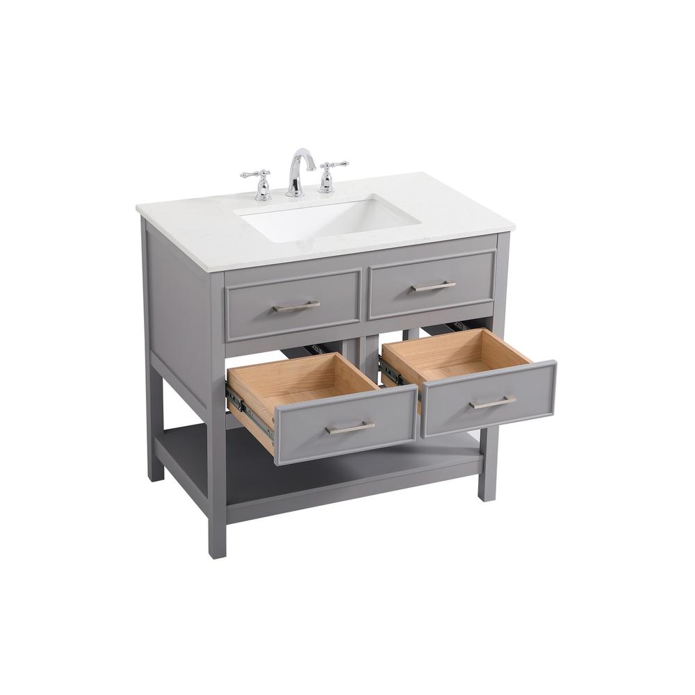 36 Inch Single Bathroom Vanity In Gray. Picture 9