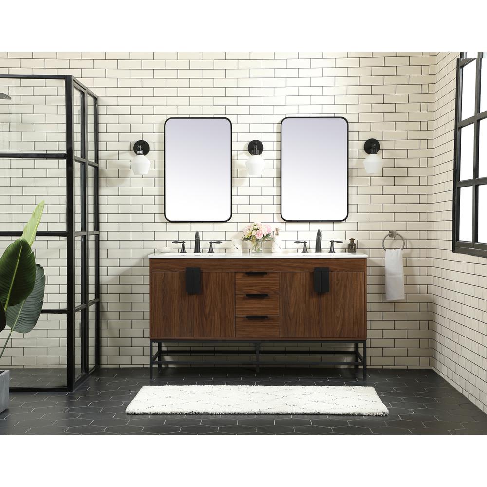 60 Inch Double Bathroom Vanity In Walnut. Picture 4