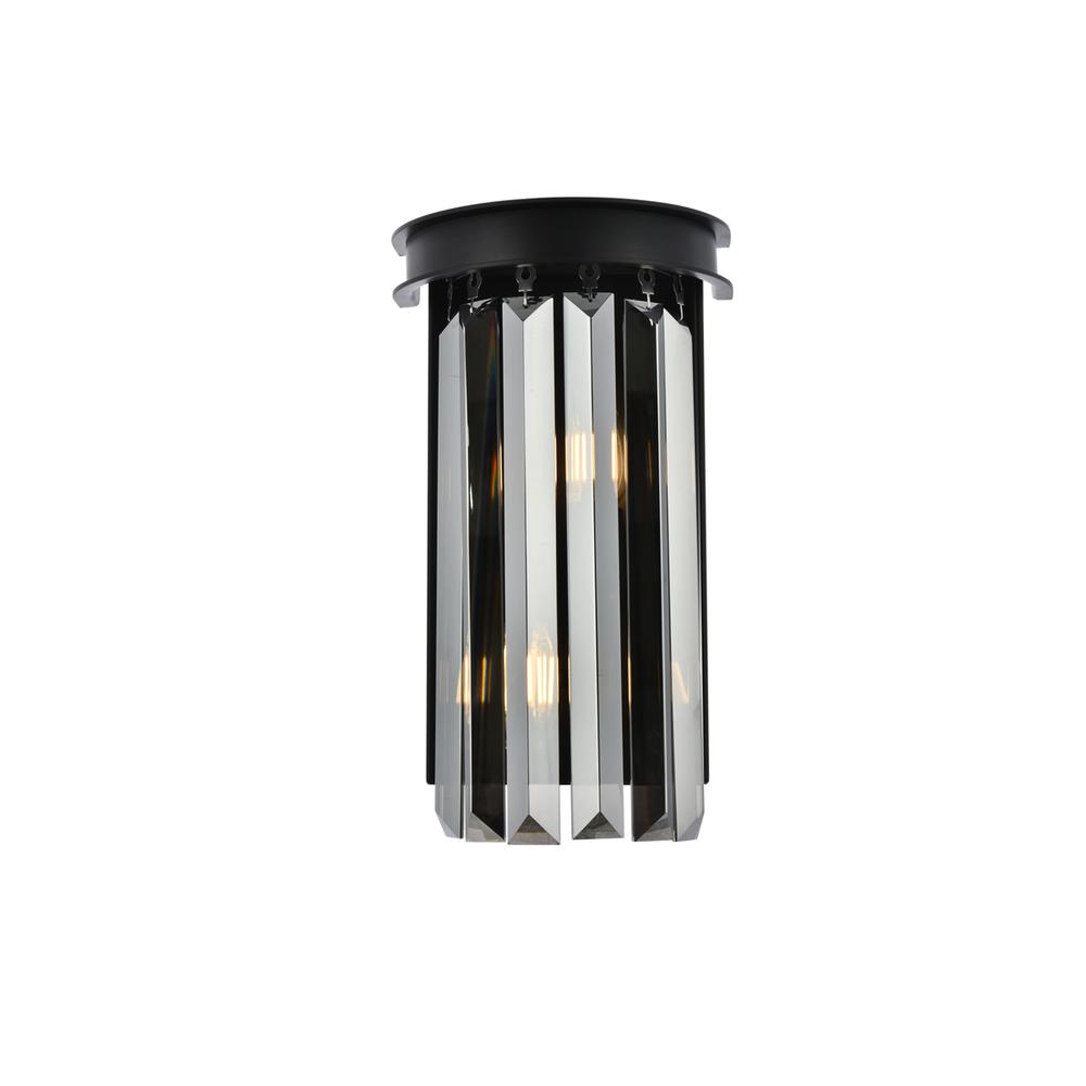 Sydney 2 Light Matte Black Wall Sconce Silver Shade (Grey) Royal Cut Crystal. Picture 1