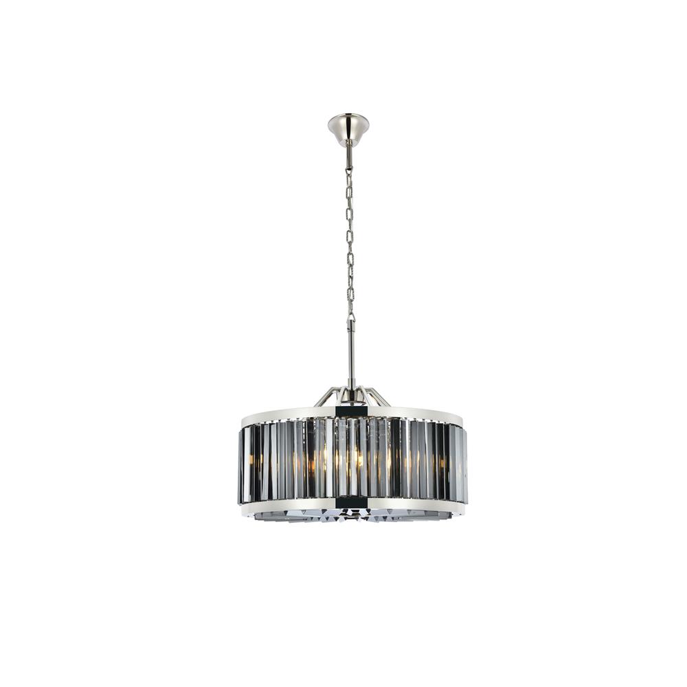 Chelsea 8 Light Polished Nickel Chandelier Silver Shade (Grey) Royal Cut Crystal. Picture 1