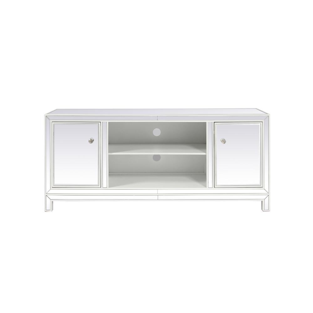 60 In. Mirrored Tv Stand In White. Picture 1