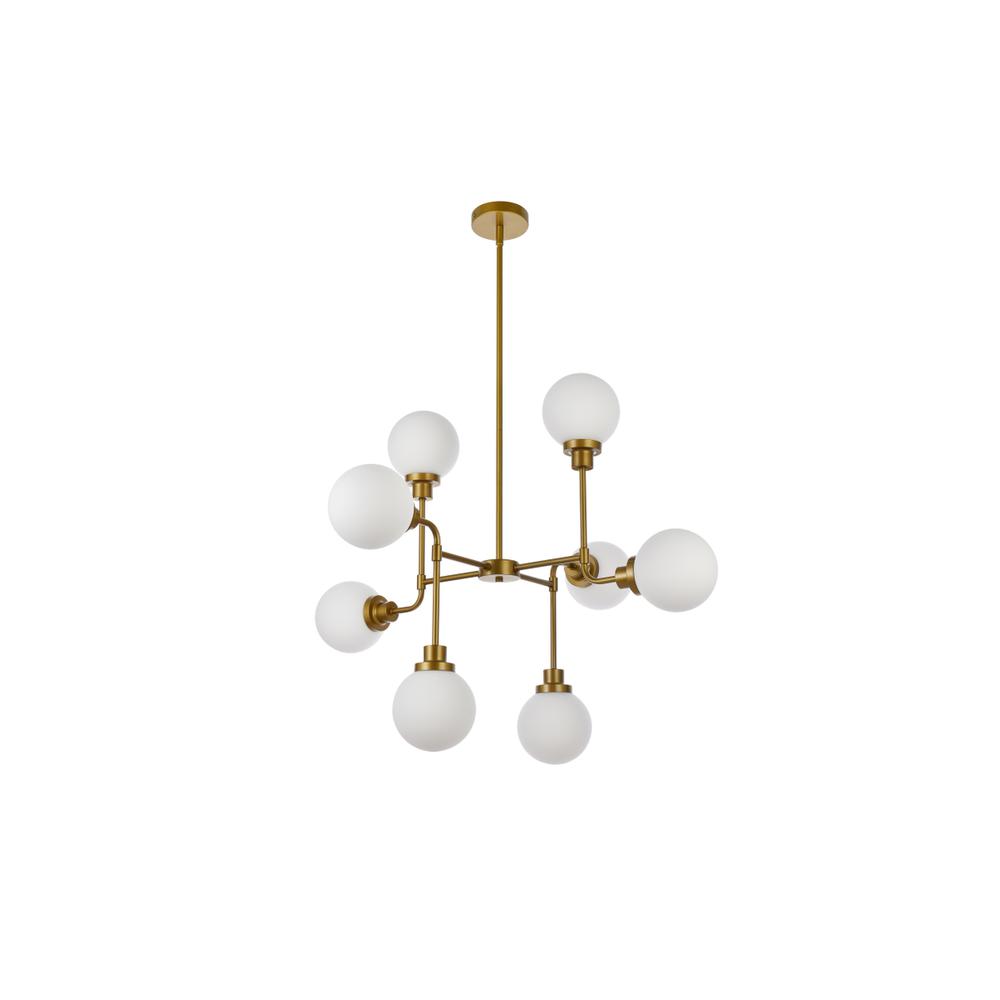 Hanson 8 Lights Pendant In Brass With Frosted Shade. Picture 6
