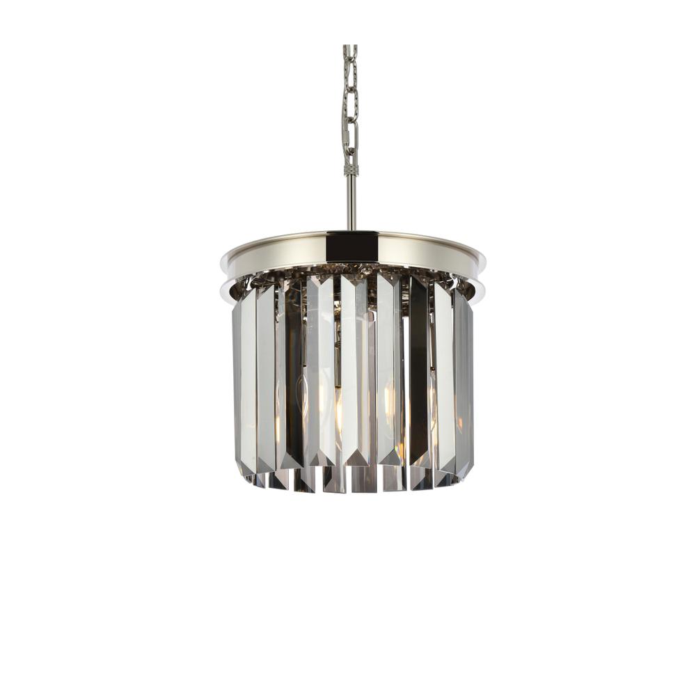 Sydney 3 Light Polished Nickel Pendant Silver Shade (Grey) Royal Cut Crystal. Picture 2