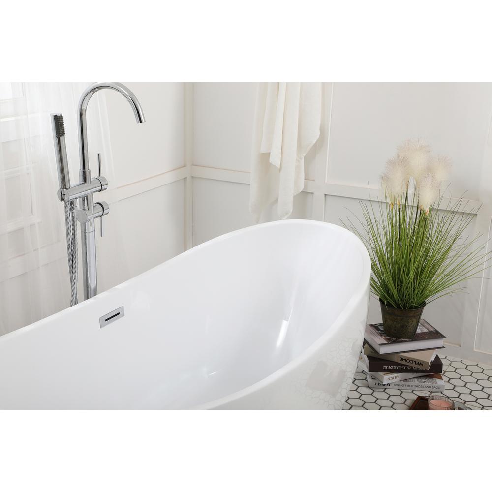 62 Inch Soaking Bathtub In Glossy White. Picture 6