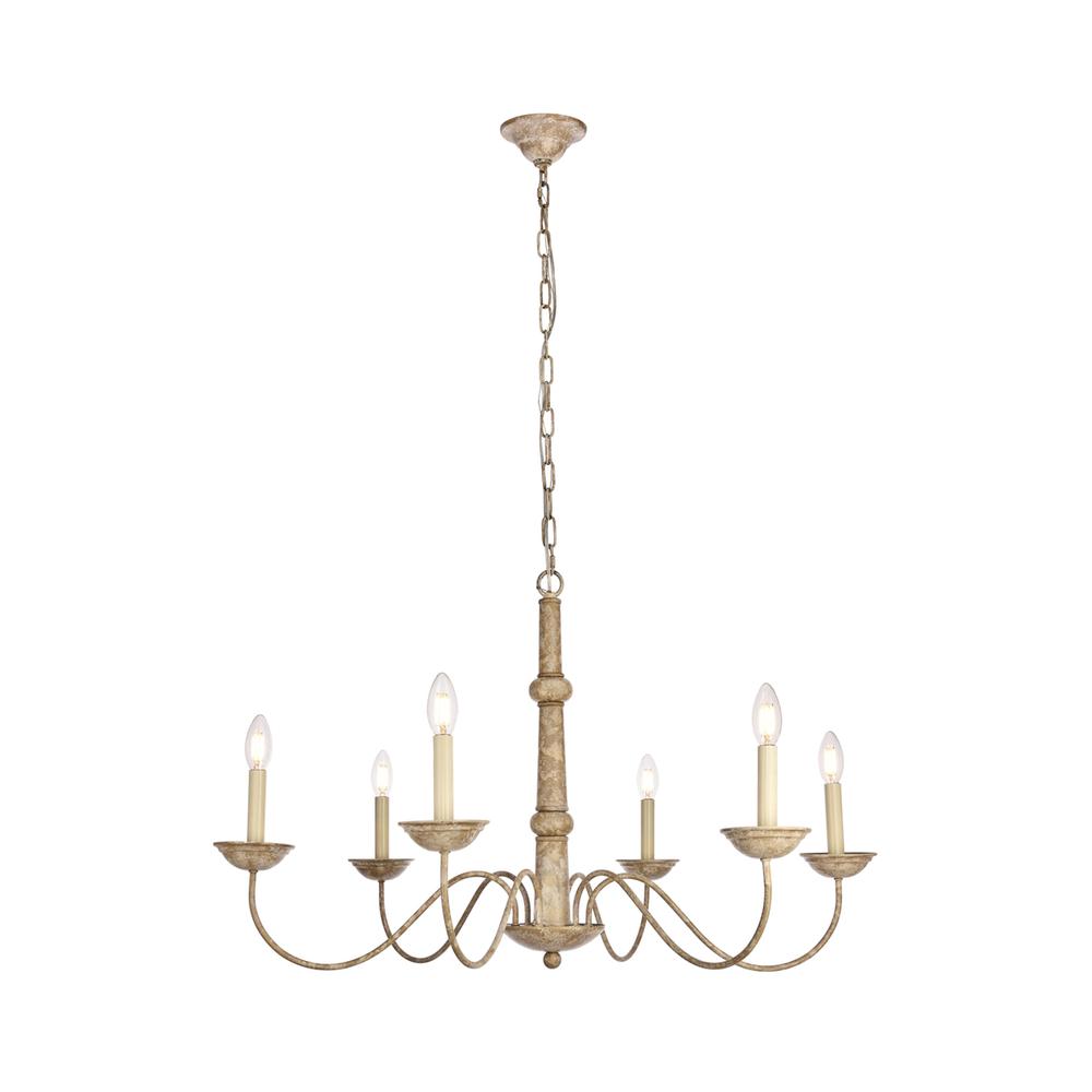 Merritt Collection Chandelier D35 H21.6 Lt:6 Weathered Dove Finish. Picture 1