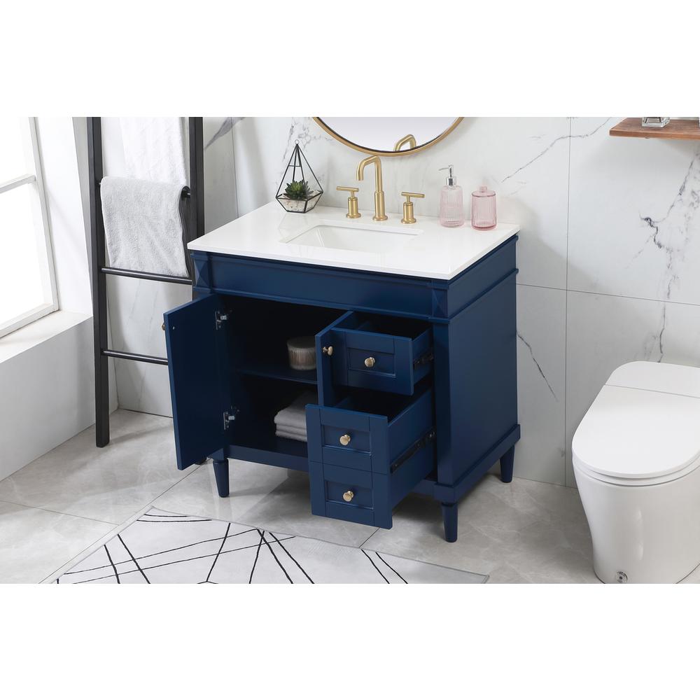 36 Inch Single Bathroom Vanity In Blue. Picture 3