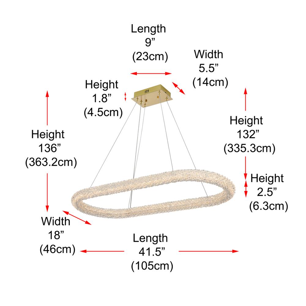 Bowen 42 Inch Adjustable Led Chandelier In Satin Gold. Picture 10