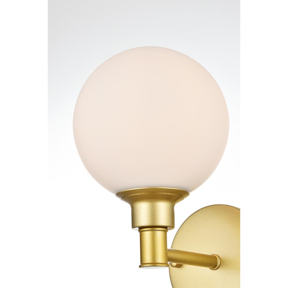 Cordelia 1 Light Brass And Frosted White Bath Sconce. Picture 3