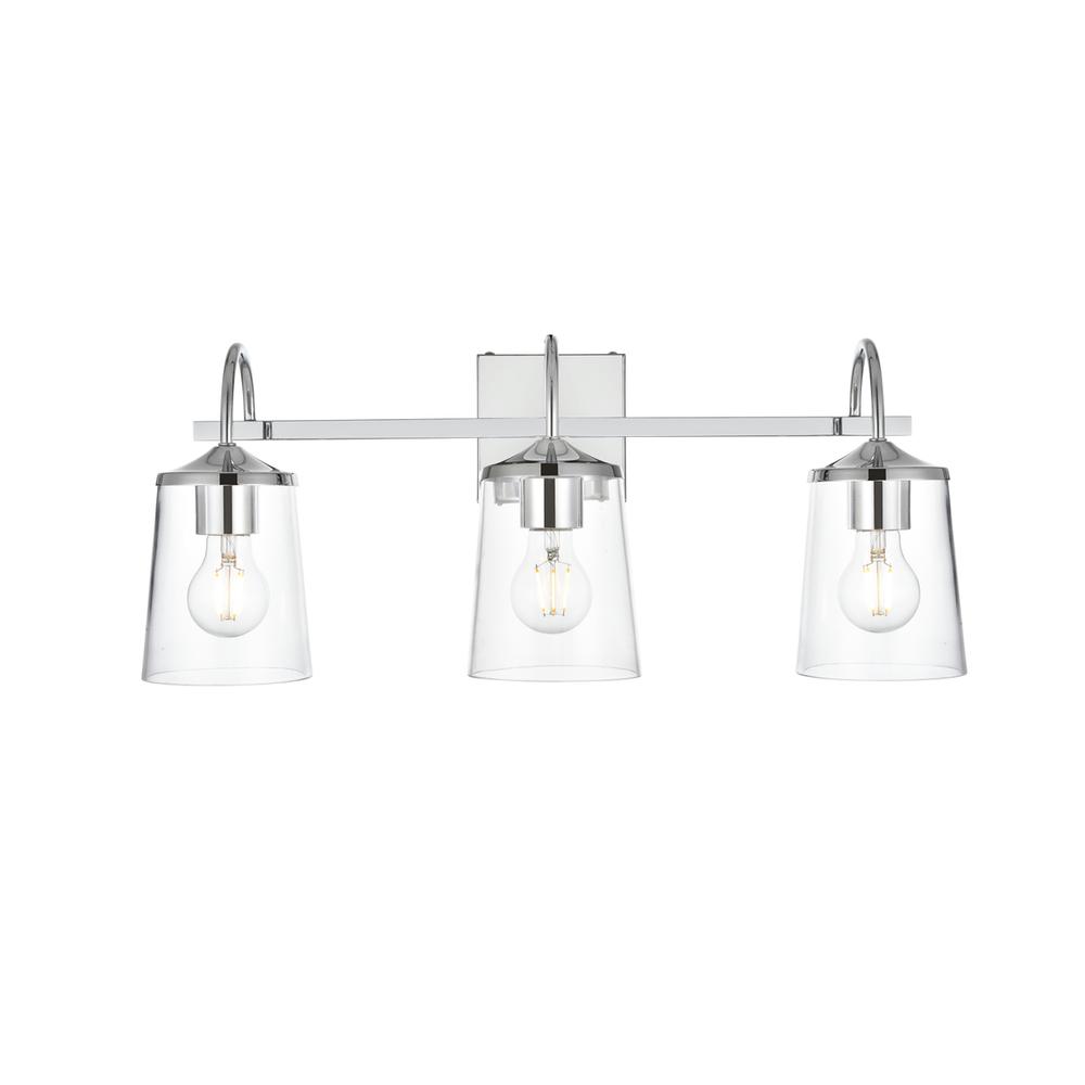 Avani 3 Light Chrome And Clear Bath Sconce. Picture 1