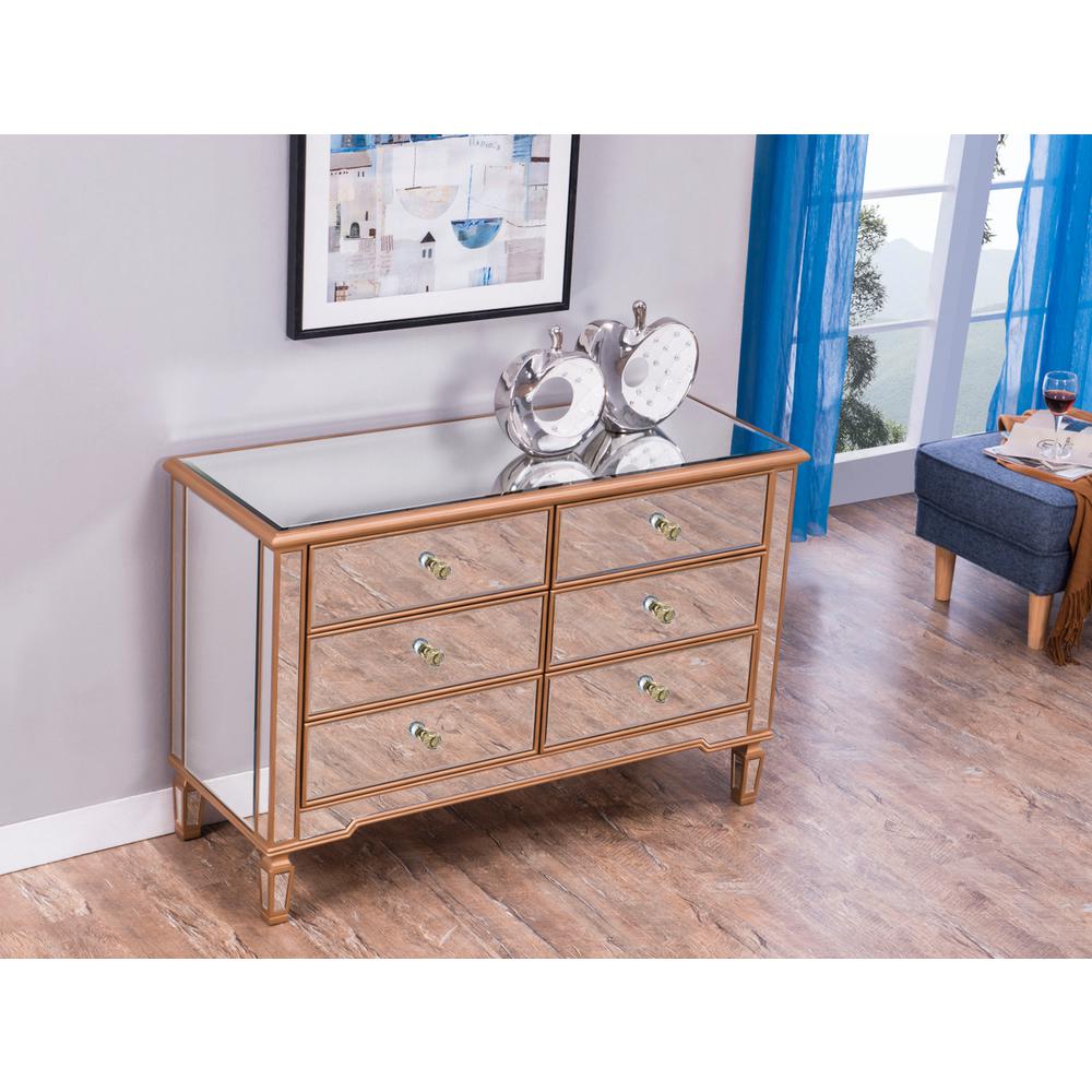 6 Drawer Dresser 48 In. X 18 In. X 32 In. In Gold Paint. Picture 3