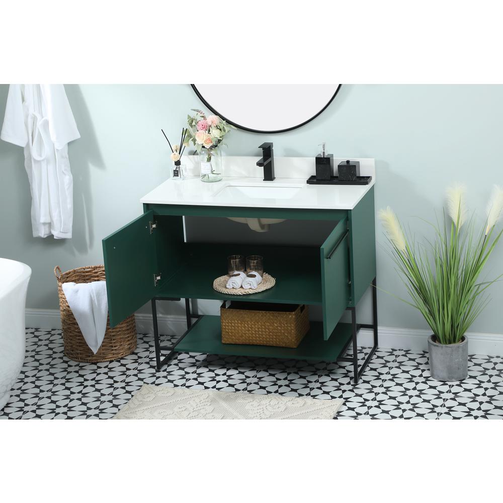 40 Inch Single Bathroom Vanity In Green With Backsplash. Picture 3