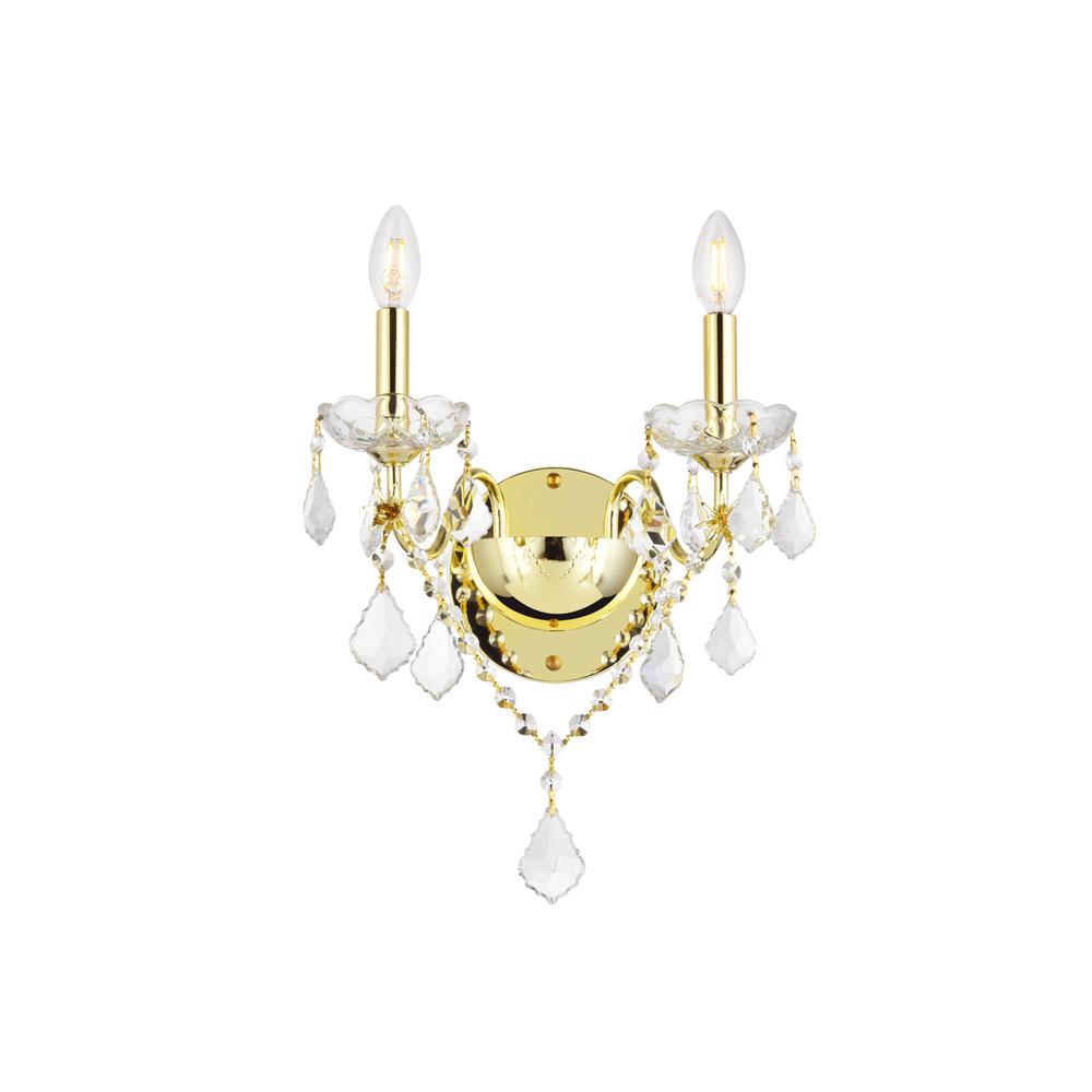 St. Francis 2 Light Gold Wall Sconce Clear Royal Cut Crystal. Picture 1