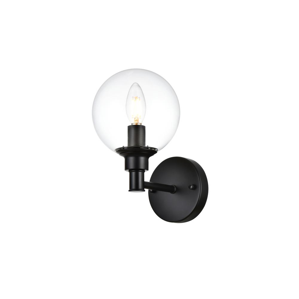 Jaelynn 1 Light Black And Clear Bath Sconce. Picture 2