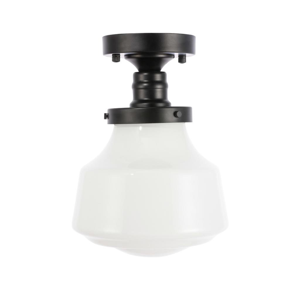 Lyle 1 Light Black And Frosted White Glass Flush Mount. Picture 2