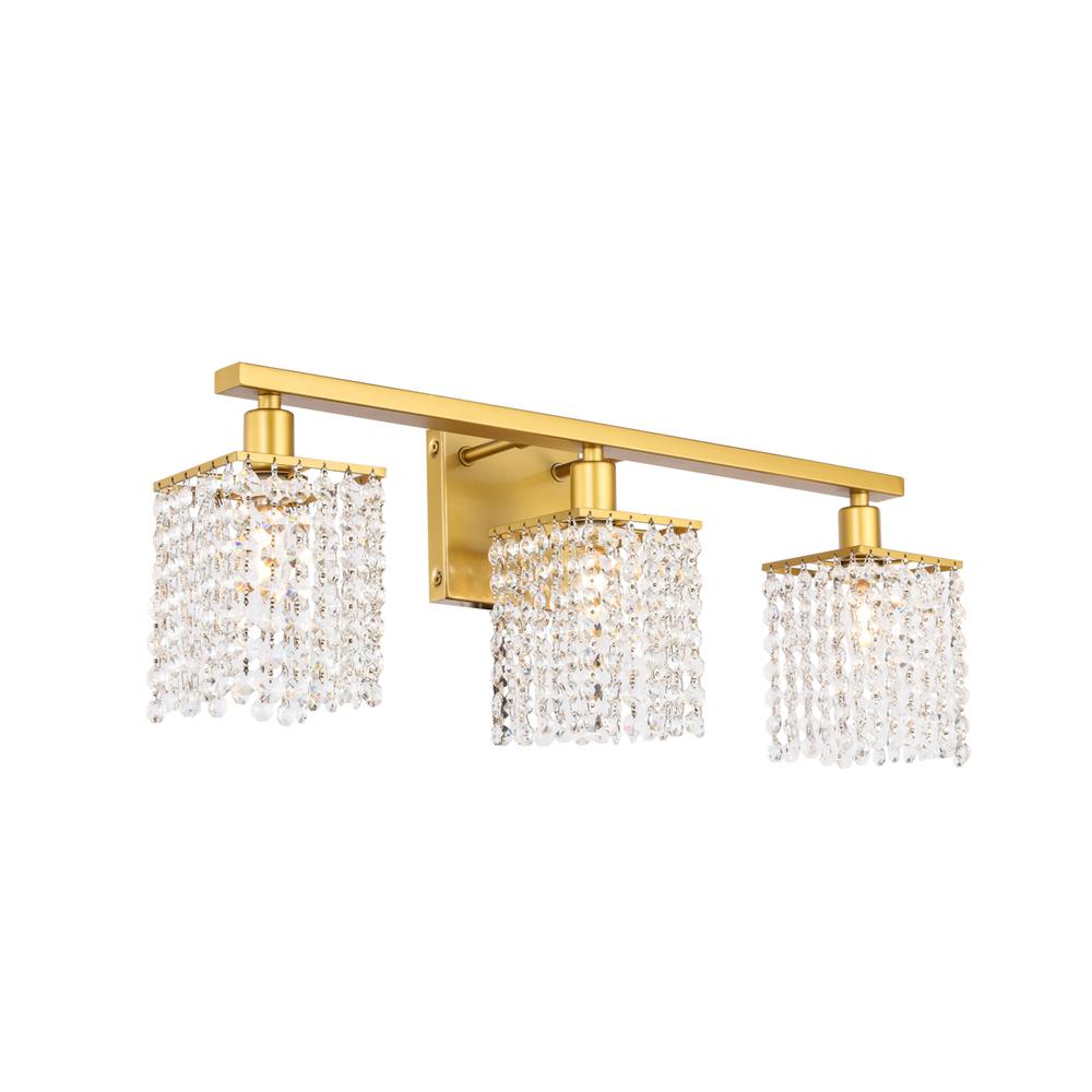 Phineas 3 Light Brass And Clear Crystals Wall Sconce. Picture 5