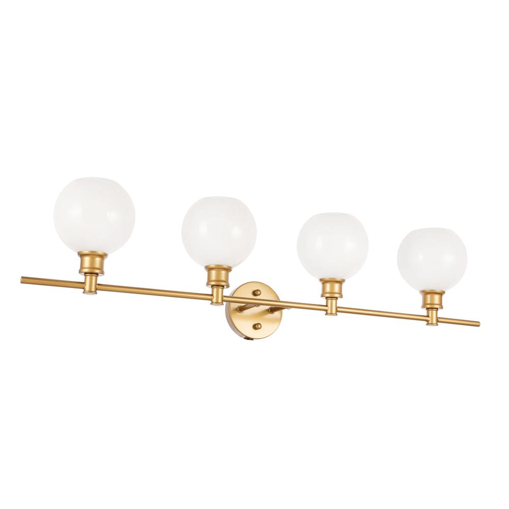 Collier 4 Light Brass And Frosted White Glass Wall Sconce. Picture 4