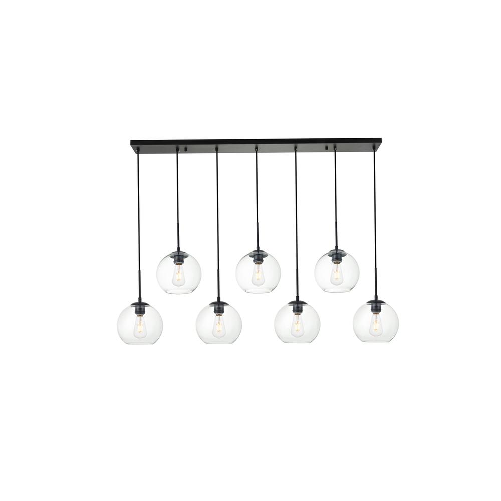 Baxter 7 Lights Black Pendant With Clear Glass. Picture 1