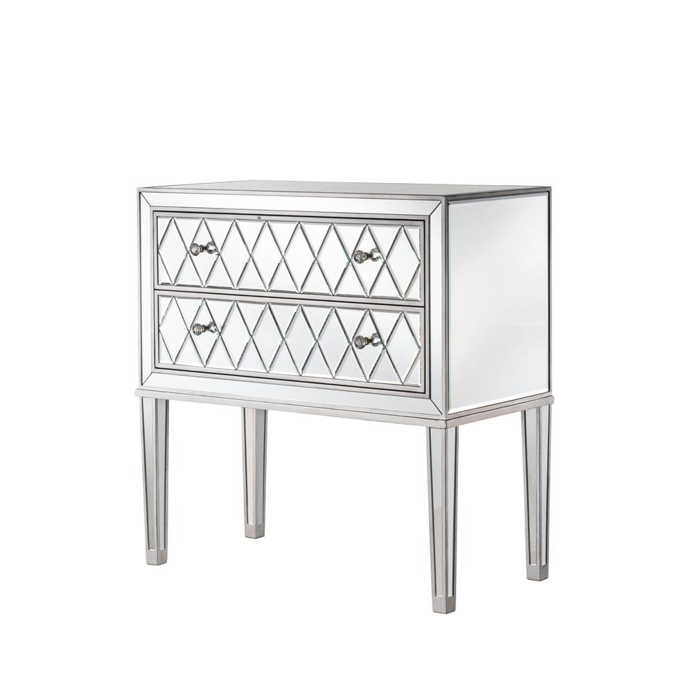 Nightstand 2 Drawers 34In. W X 16In. D X 34In. H In Antique Silver Paint. Picture 12