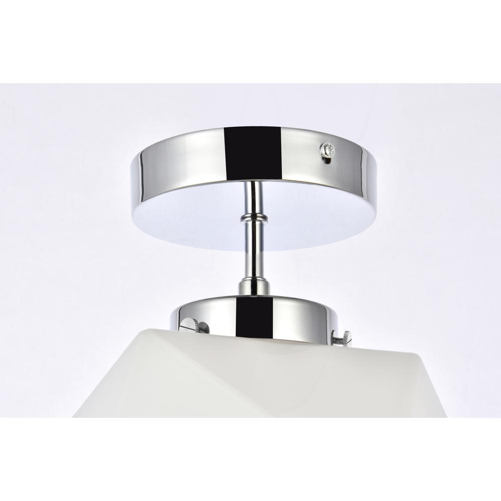 Lawrence 1 Light Chrome And White Glass Flush Mount. Picture 5